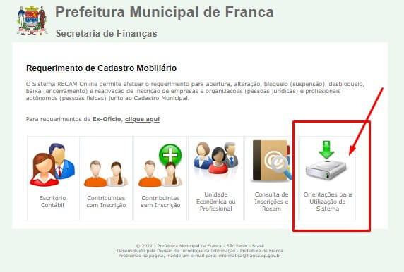 Orientacoes para utilizacao do sistema RECAM